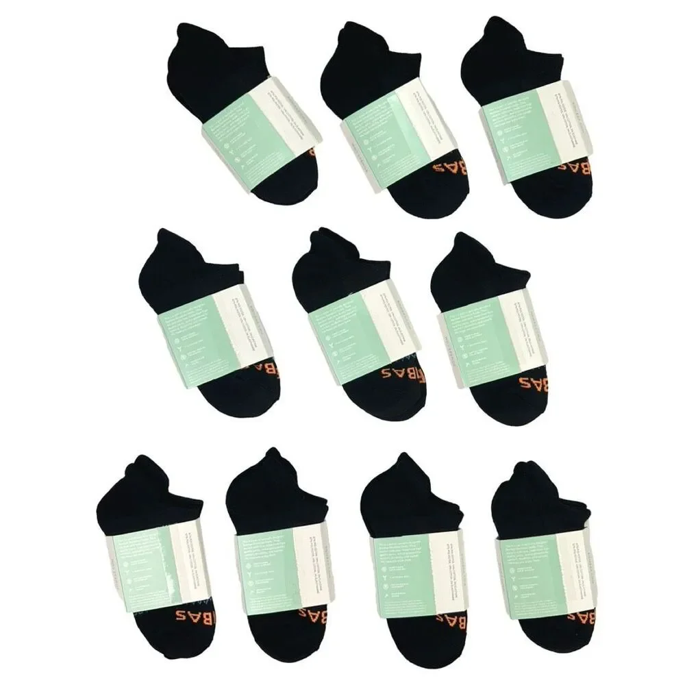 BOMBAS Black Ankle Socks 10 Pairs - Size XS
